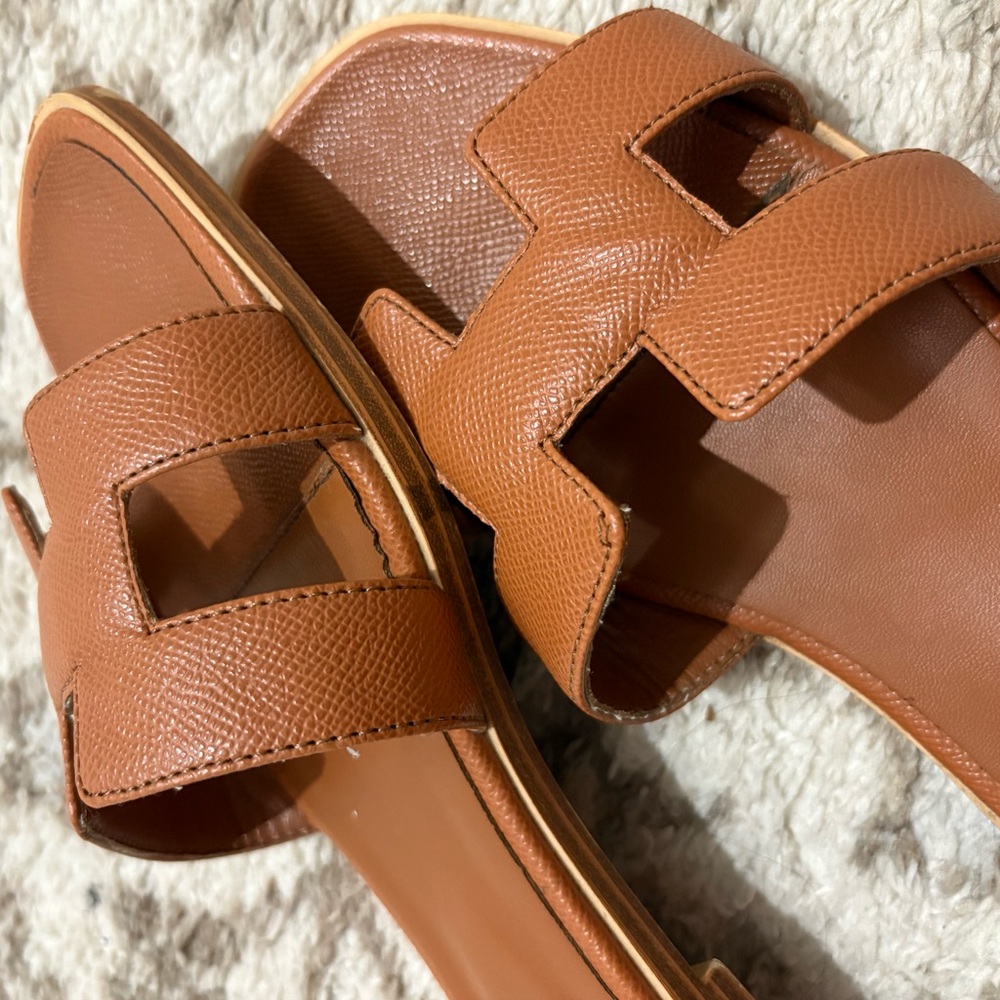 women’s cognac Brown Slide Sandals - Picture 9 of 13